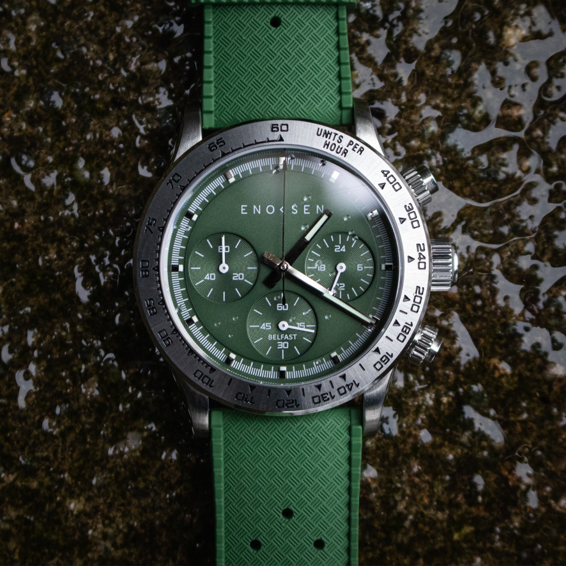 KRONO E08/C ◇ Meca-Quartz Chronograph - 39mm - Green Steel – By