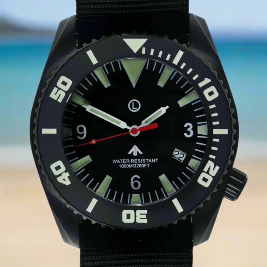 Enoksen 'Deep Dive' E01/T Swiss Quartz Watch - Black Edition - 44mm