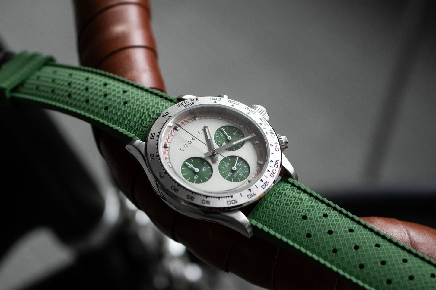 Enoksen KRONO E08/A - Cool Grey/Green Steel - 39MM
