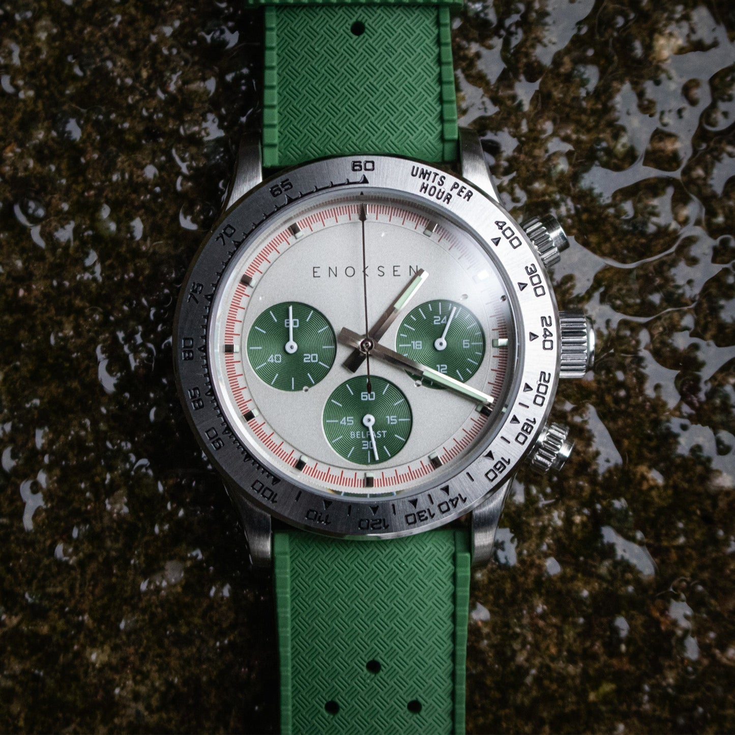 Enoksen KRONO E08/A - Cool Grey/Green Steel - 39MM