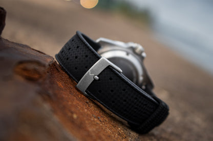 Enoksen Premium Tropic FKM Rubber Strap (20mm) - Quick-Release, Black & Steel