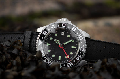 Enoksen Premium Tropic FKM Rubber Strap (20mm) - Quick-Release, Black & Steel
