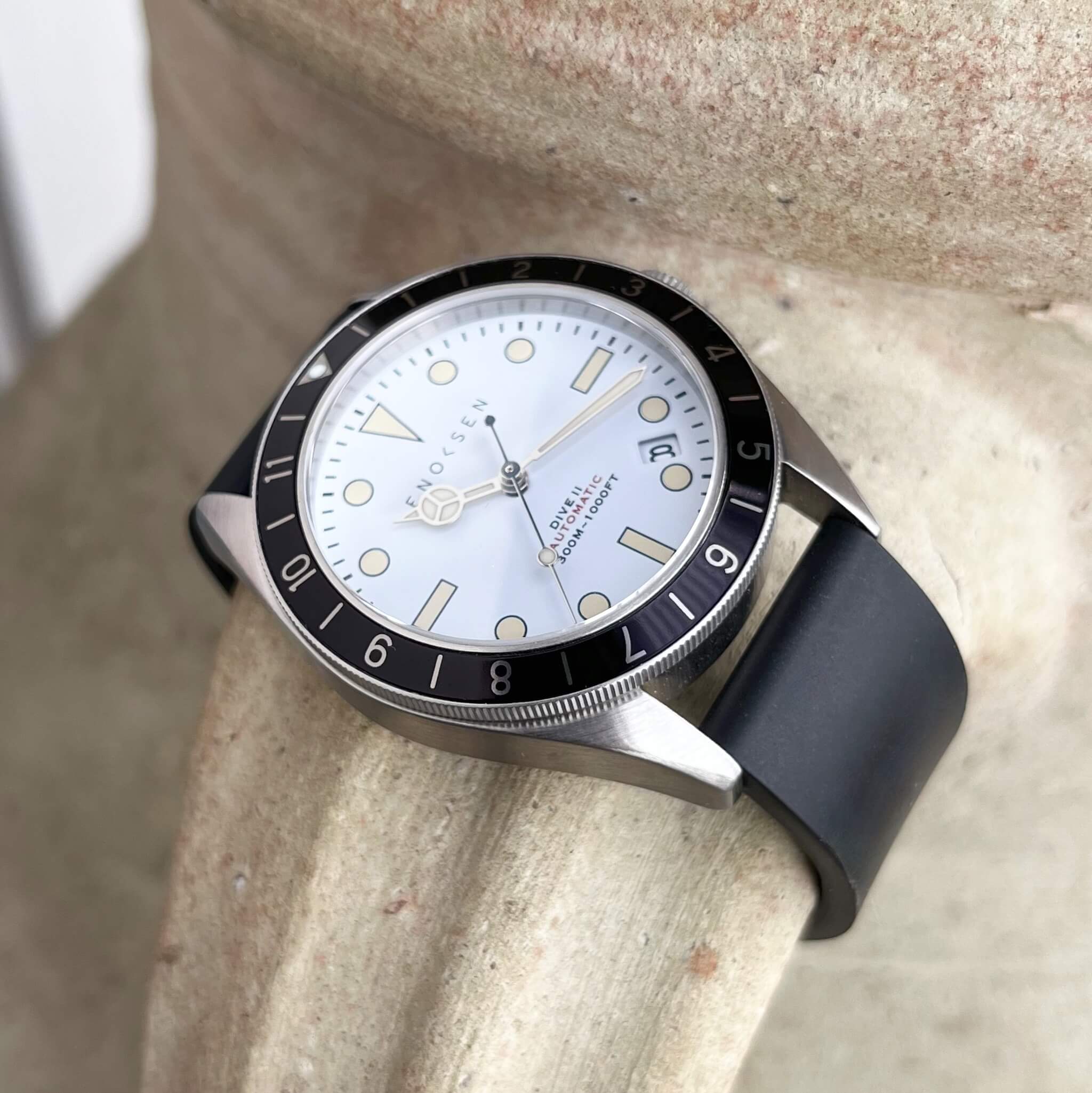 Automatic Skin Diver Watch | 39mm White Dial | Enoksen Dive II E12