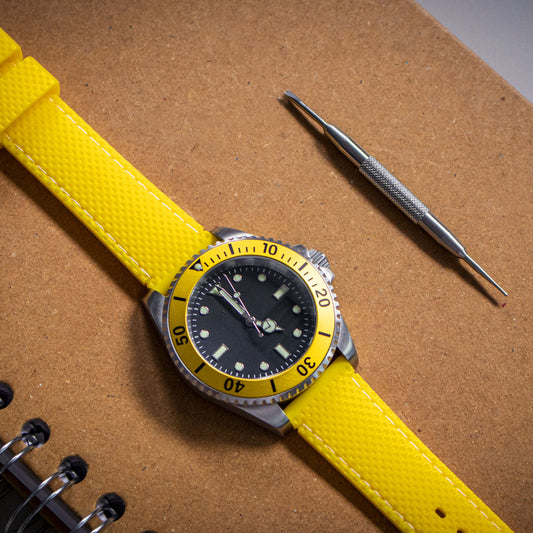 Enoksen Two Piece Retro Rubber Strap - Yellow (20mm)