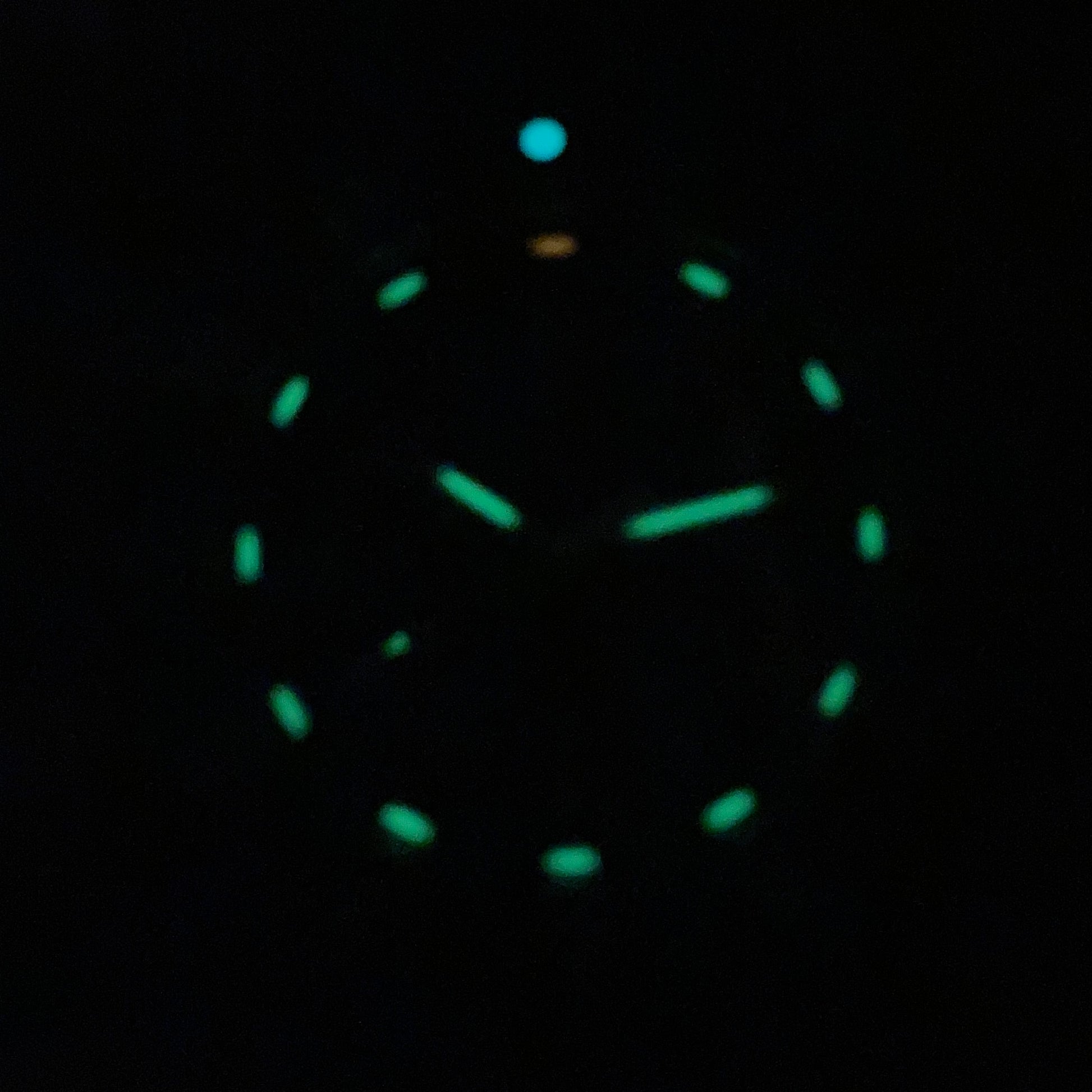 The tactic watch seen in the dark. Highlighting its legibility in darkness where Swiss Tritium GTLS illumination provides constant, self-powered visibility, far superior to traditional luminescent paints.